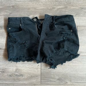 American eagle black denim shorts